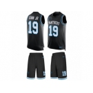 Men's Nike Carolina Panthers #19 Ted Ginn Jr Limited Black Tank Top Suit NFL Jersey