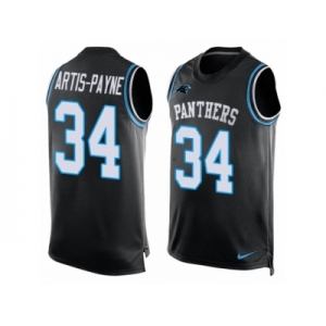 Men's Nike Carolina Panthers #34 Cameron Artis-Payne Limited Black Player Name & Number Tank Top NFL Jersey