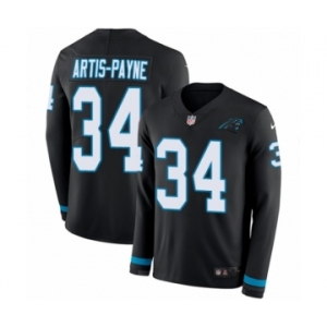 Men's Nike Carolina Panthers #34 Cameron Artis-Payne Limited Black Therma Long Sleeve NFL Jersey