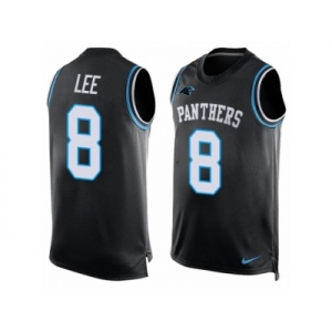 Men's Nike Carolina Panthers #8 Andy Lee Limited Black Player Name & Number Tank Top NFL Jersey