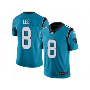 Men's Nike Carolina Panthers #8 Andy Lee Limited Blue Rush NFL Jersey