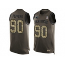 Men's Nike Carolina Panthers #90 Julius Peppers Limited Green Salute to Service Tank Top NFL Jersey