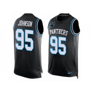 Men's Nike Carolina Panthers #95 Charles Johnson Limited Black Player Name & Number Tank Top NFL Jersey