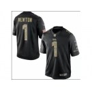 Nike Carolina Panthers #1 Cam Newton Black Salute to Service Jerseys(Limited)