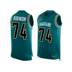 Men Nike Jacksonville Jaguars #74 Cam Robinson Limited Teal Green Player Name & Number Tank Top NFL Jersey