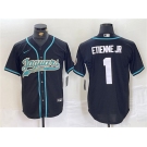 Men's Jacksonville Jaguars #1 Travis Etienne Jr. Black With Patch Cool Base Baseball Stitched Jersey