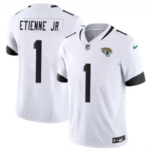 Men's Jacksonville Jaguars #1 Travis Etienne Jr. White 2023 F.U.S.E Vapor Untouchable Limited Football Stitched Jersey