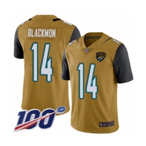 Men's Jacksonville Jaguars #14 Justin Blackmon Limited Gold Rush Vapor Untouchable 100th Season Football Jersey