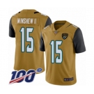 Men's Jacksonville Jaguars #15 Gardner Minshew II Limited Gold Rush Vapor Untouchable 100th Season Football Jersey