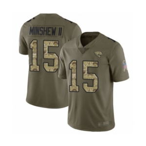 Men's Jacksonville Jaguars #15 Gardner Minshew II Limited Olive Camo 2017 Salute to Service Football Jersey