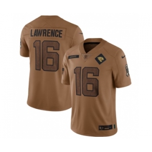 Men's Jacksonville Jaguars #16 Trevor Lawrence 2023 Brown Salute To Service Vapor Untouchable Limited Football Stitched Jersey