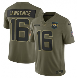 Men's Jacksonville Jaguars #16 Trevor Lawrence Olive 2025 Salute to Service Limited Football Stitched Jersey