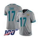 Men's Jacksonville Jaguars #17 DJ Chark Silver Inverted Legend Limited 100th Season Football Jersey
