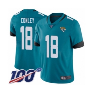 Men's Jacksonville Jaguars #18 Chris Conley Teal Green Alternate Vapor Untouchable Limited Player 100th Season Football Jersey