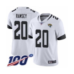 Men's Jacksonville Jaguars #20 Jalen Ramsey White Vapor Untouchable Limited Player 100th Season Football Jersey