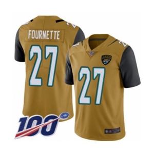 Men's Jacksonville Jaguars #27 Leonard Fournette Limited Gold Rush Vapor Untouchable 100th Season Football Jersey