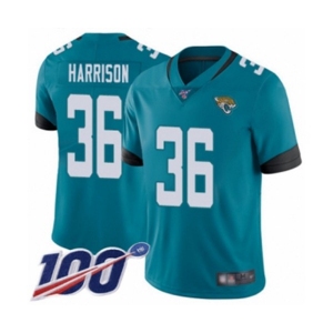Men's Jacksonville Jaguars #36 Ronnie Harrison Teal Green Alternate Vapor Untouchable Limited Player 100th Season Football Jersey
