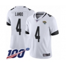 Men's Jacksonville Jaguars #4 Josh Lambo White Vapor Untouchable Limited Player 100th Season Football Jersey