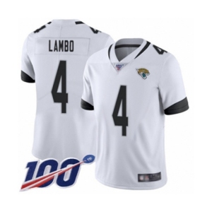 Men's Jacksonville Jaguars #4 Josh Lambo White Vapor Untouchable Limited Player 100th Season Football Jersey