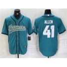 Men's Jacksonville Jaguars #41 Josh Allen Teal With Patch Cool Base Baseball Stitched Jersey