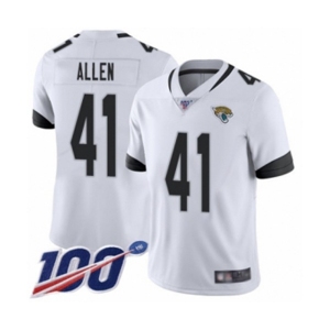 Men's Jacksonville Jaguars #41 Josh Allen White Vapor Untouchable Limited Player 100th Season Football Jersey