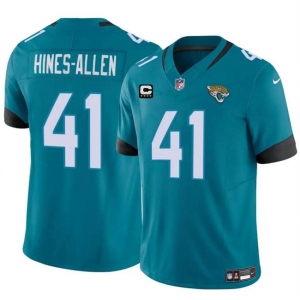 Men's Jacksonville Jaguars #41 Josh Hines-Allen Teal With 4-Star C Patch Vapor Untouchable Limited Stitched Jersey