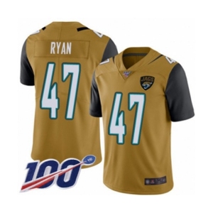 Men's Jacksonville Jaguars #47 Jake Ryan Limited Gold Rush Vapor Untouchable 100th Season Football Jersey