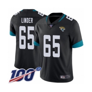 Men's Jacksonville Jaguars #65 Brandon Linder Black Team Color Vapor Untouchable Limited Player 100th Season Football Jersey