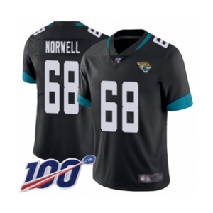 Men's Jacksonville Jaguars #68 Andrew Norwell Black Team Color Vapor Untouchable Limited Player 100th Season Football Jersey