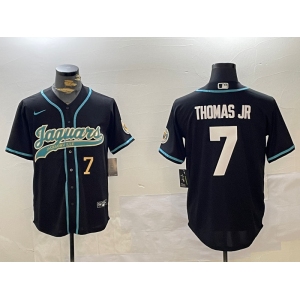 Men's Jacksonville Jaguars #7 Brian Thomas Jr Black With Patch Cool Base Stitched Baseball Jerseys
