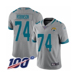 Men's Jacksonville Jaguars #74 Cam Robinson Silver Inverted Legend Limited 100th Season Football Jersey