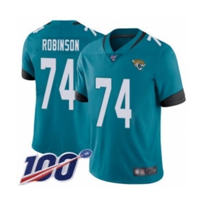Men's Jacksonville Jaguars #74 Cam Robinson Teal Green Alternate Vapor Untouchable Limited Player 100th Season Football Jersey