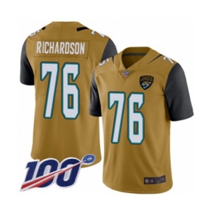 Men's Jacksonville Jaguars #76 Will Richardson Limited Gold Rush Vapor Untouchable 100th Season Football Jersey