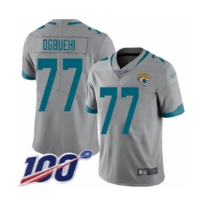 Men's Jacksonville Jaguars #77 Cedric Ogbuehi Silver Inverted Legend Limited 100th Season Football Jersey