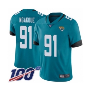Men's Jacksonville Jaguars #91 Yannick Ngakoue Teal Green Alternate Vapor Untouchable Limited Player 100th Season Football Jersey