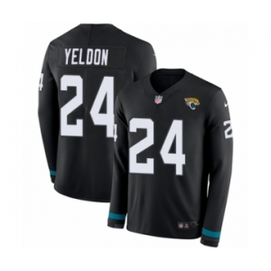 Men's Nike Jacksonville Jaguars #24 T.J. Yeldon Limited Black Therma Long Sleeve NFL Jersey
