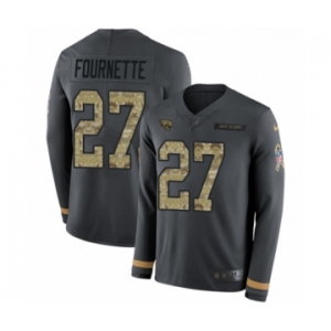 Men's Nike Jacksonville Jaguars #27 Leonard Fournette Limited Black Salute to Service Therma Long Sleeve NFL Jersey