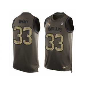 Men's Nike Jacksonville Jaguars #33 Chris Ivory Limited Green Salute to Service Tank Top NFL Jersey