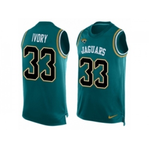 Men's Nike Jacksonville Jaguars #33 Chris Ivory Limited Teal Green Player Name & Number Tank Top NFL Jersey