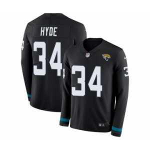Men's Nike Jacksonville Jaguars #34 Carlos Hyde Limited Black Therma Long Sleeve NFL Jersey