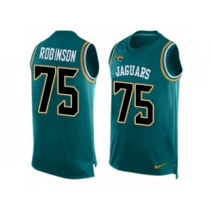 Men's Nike Jacksonville Jaguars #75 Cam Robinson Limited Teal Green Player Name & Number Tank Top NFL Jersey