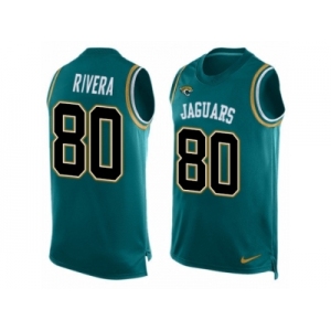 Men's Nike Jacksonville Jaguars #80 Mychal Rivera Limited Teal Green Player Name & Number Tank Top NFL Jersey