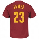 Mens Cleveland Cavaliers LeBron James Majestic Wine Player Name and Number T-Shirt-2