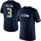 Nike Seattle Seahawks 3 Russell Wilson Name & Number T-Shirt Blue