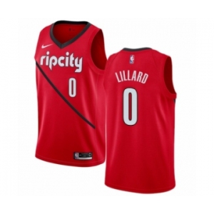 Women's Nike Portland Trail Blazers #0 Damian Lillard Red Swingman Jersey - Earned Edition