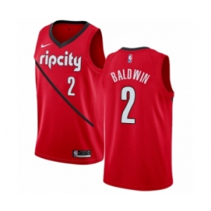 Women's Nike Portland Trail Blazers #2 Wade Baldwin Red Swingman Jersey - Earned Edition