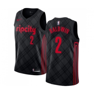 Women's Nike Portland Trail Blazers #2 Wade Baldwin Swingman Black NBA Jersey - City Edition