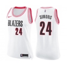 Women's Nike Portland Trail Blazers #24 Anfernee Simons Swingman White Pink Fashion NBA Jersey