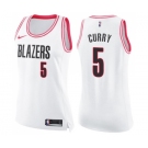 Women's Nike Portland Trail Blazers #5 Seth Curry Swingman White Pink Fashion NBA Jersey