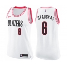 Women's Nike Portland Trail Blazers #6 Nik Stauskas Swingman White Pink Fashion NBA Jersey